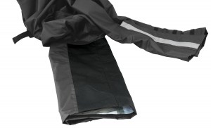 Photo showing heat resistant panel on Solo Storm Pants on white background